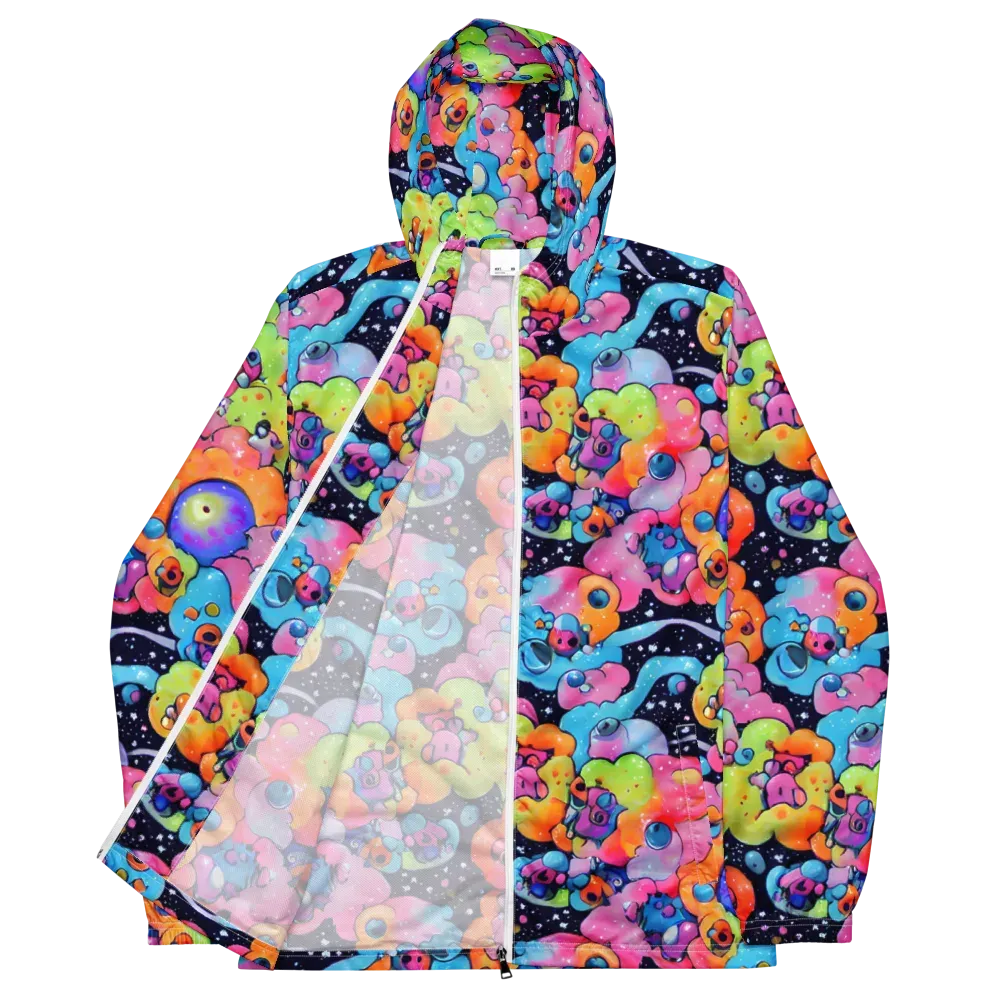 Neon Creature Cosmos on Men's Windbreaker — Front