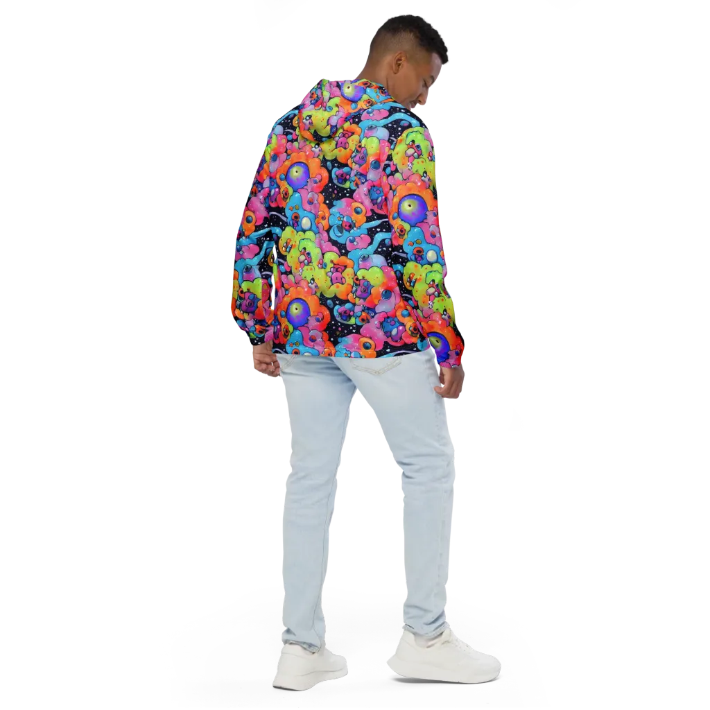 Neon Creature Cosmos on Men's Windbreaker — Back