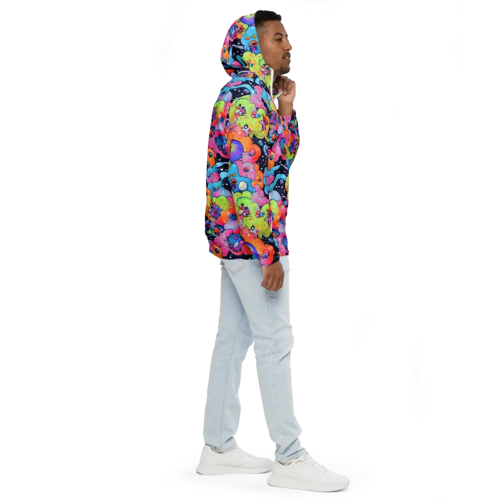 Neon Creature Cosmos on Men's Windbreaker — Right