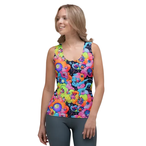 Neon Creature Cosmos on a Women's Tank Top