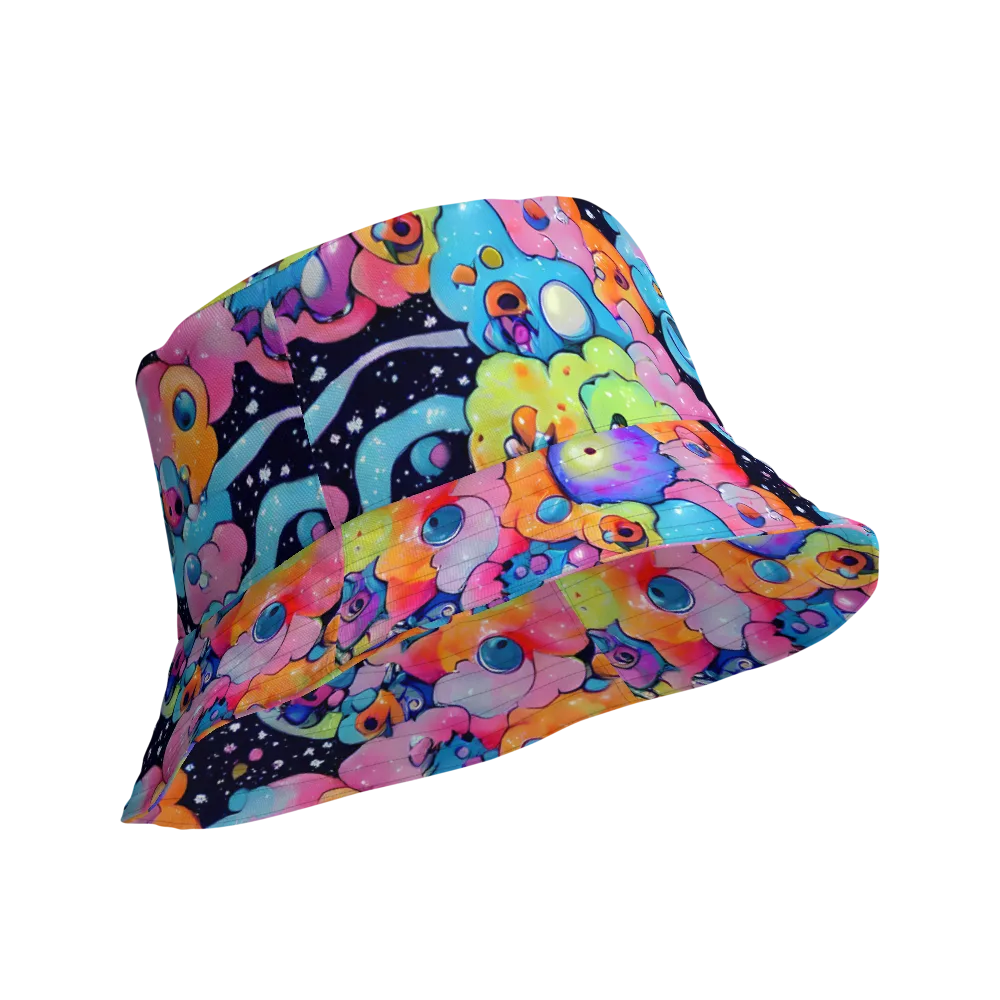 Neon Creature Cosmos on Reversible Bucket Hat — Product details Outside