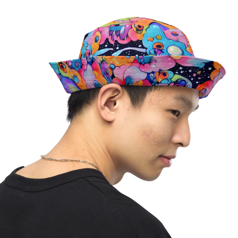 Neon Creature Cosmos on Reversible Bucket Hat — Right Outside