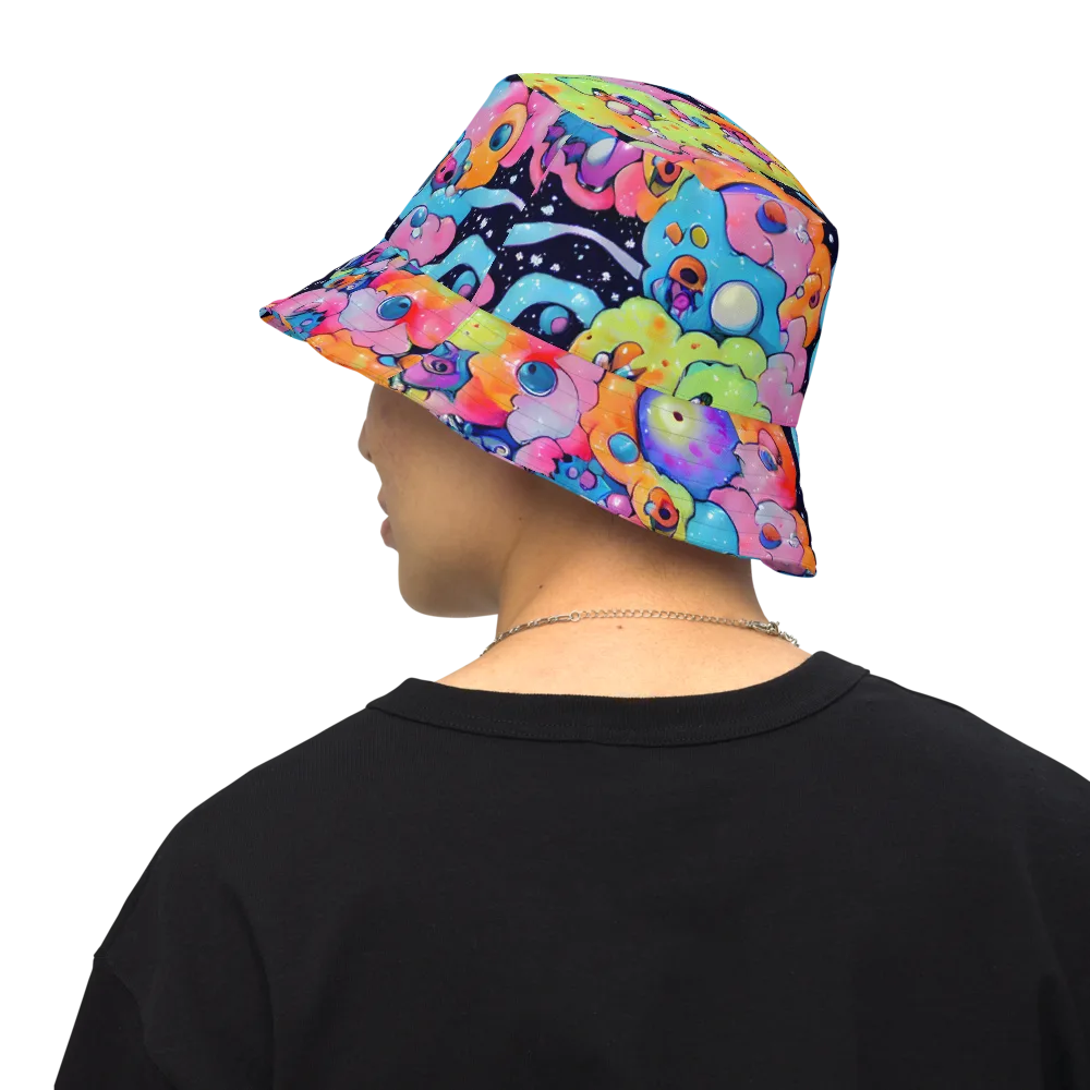 Neon Creature Cosmos on Reversible Bucket Hat — Back Inside