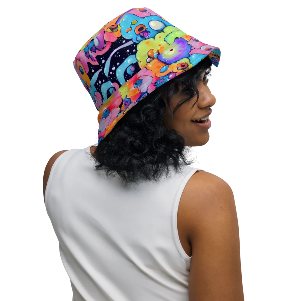 Neon Creature Cosmos on Reversible Bucket Hat — Right Outside
