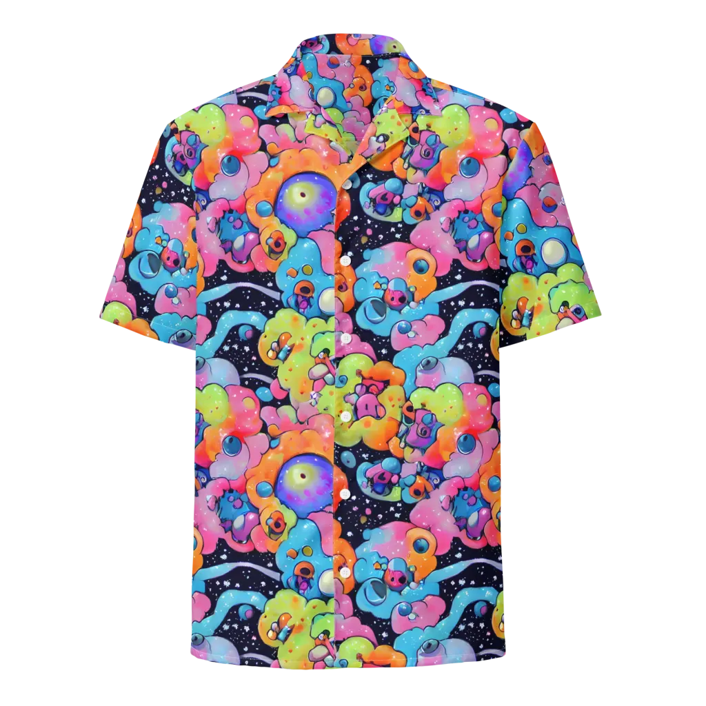 Neon Creature Cosmos on Button Shirt — Front