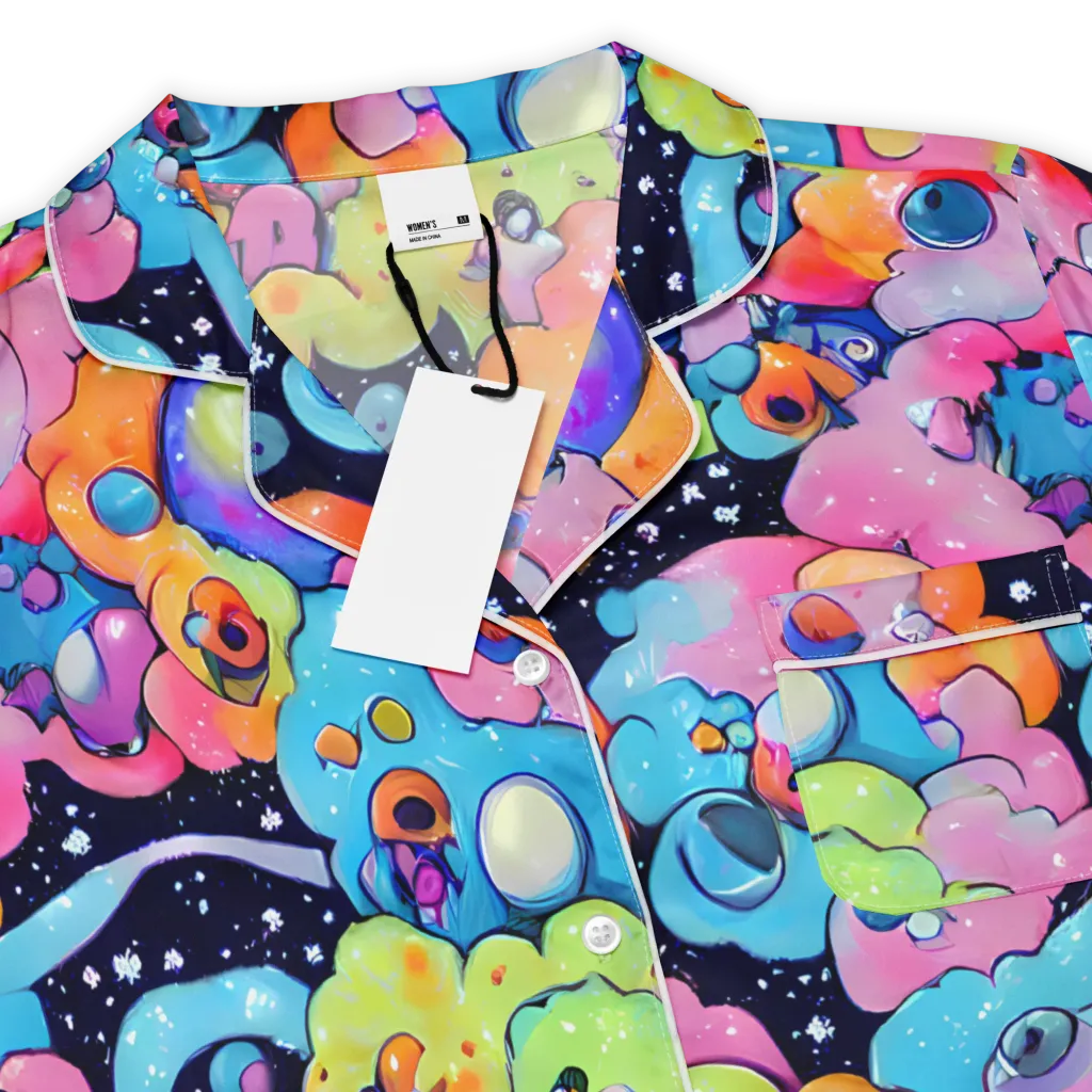Neon Creature Cosmos on Women's Short Sleeve Pajama Top — Product details