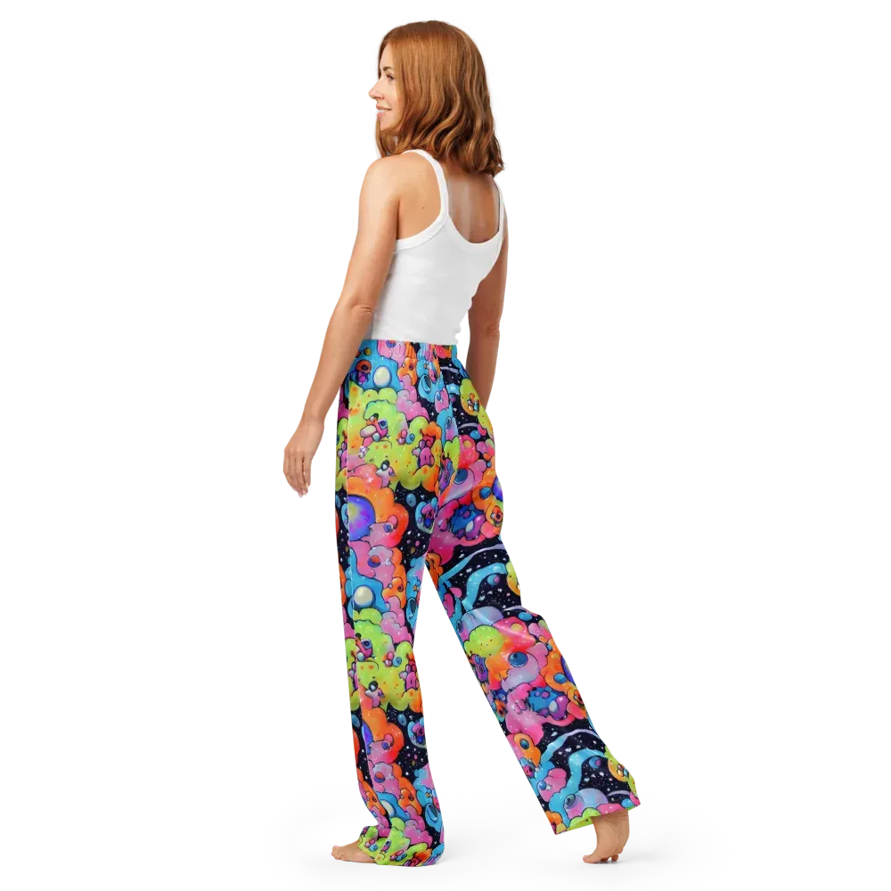 Neon Creature Cosmos on Women's Pajama Pants — Back
