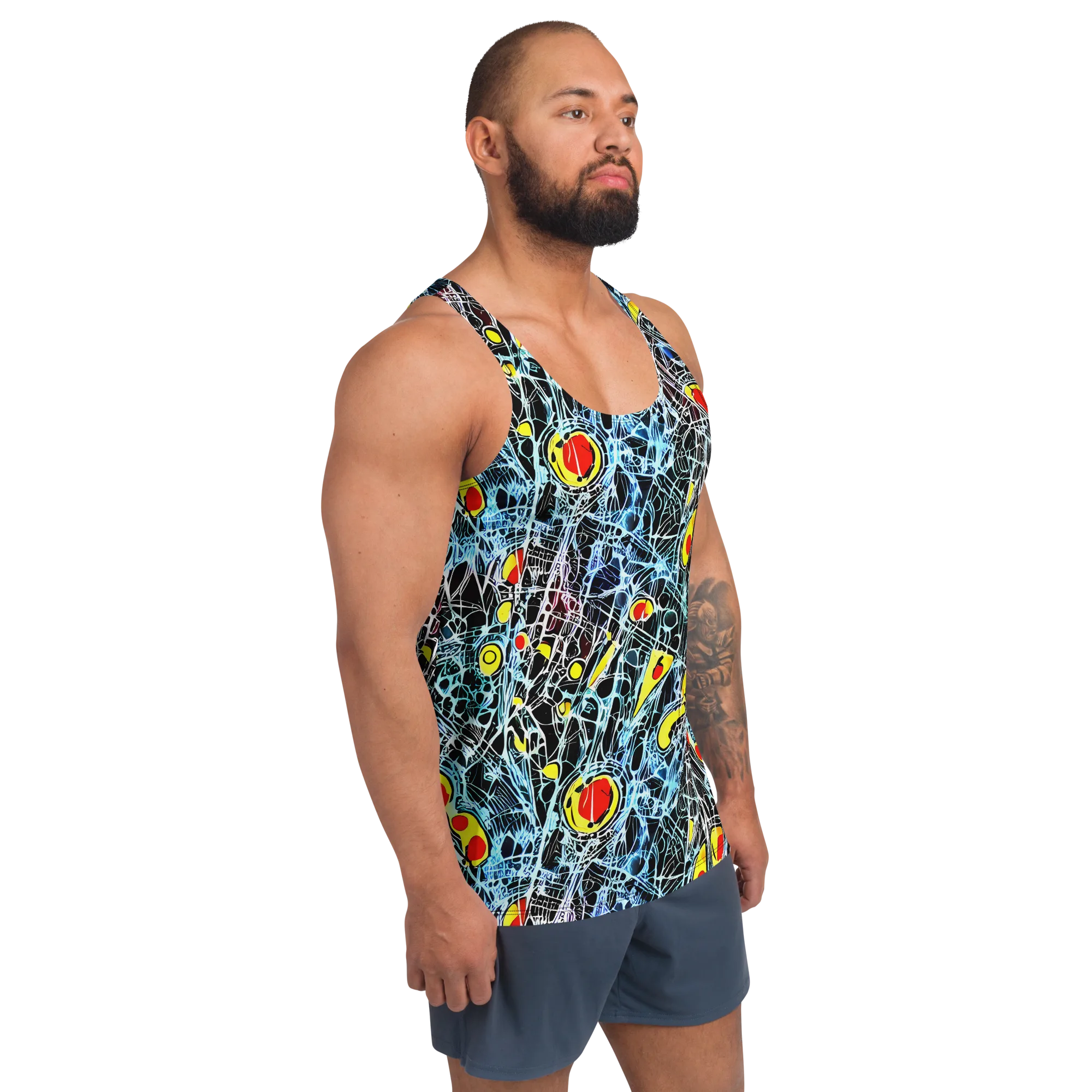 Ember Web on Men's Tank Top — Right Front