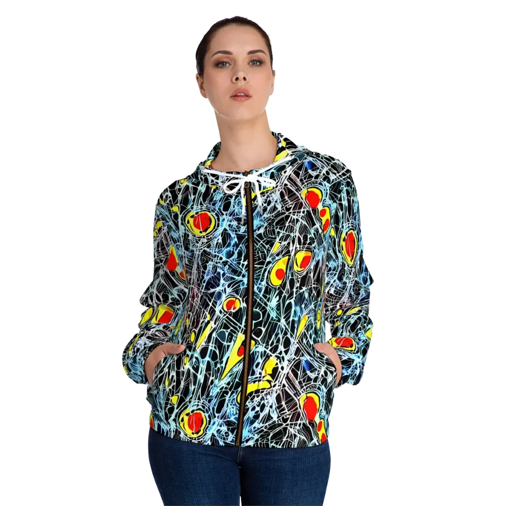 Ember Web on Women's Full-Zip Hoodie — Front On Person