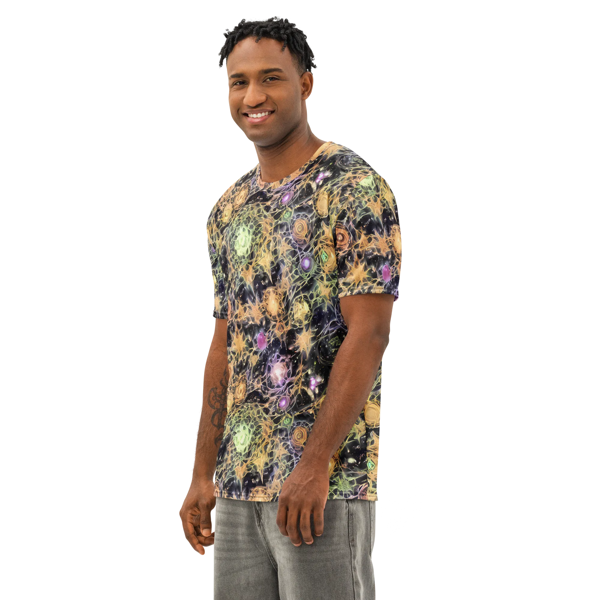 Nebula Thicket on Men's Cotton Crew Neck T-Shirt — Left Front