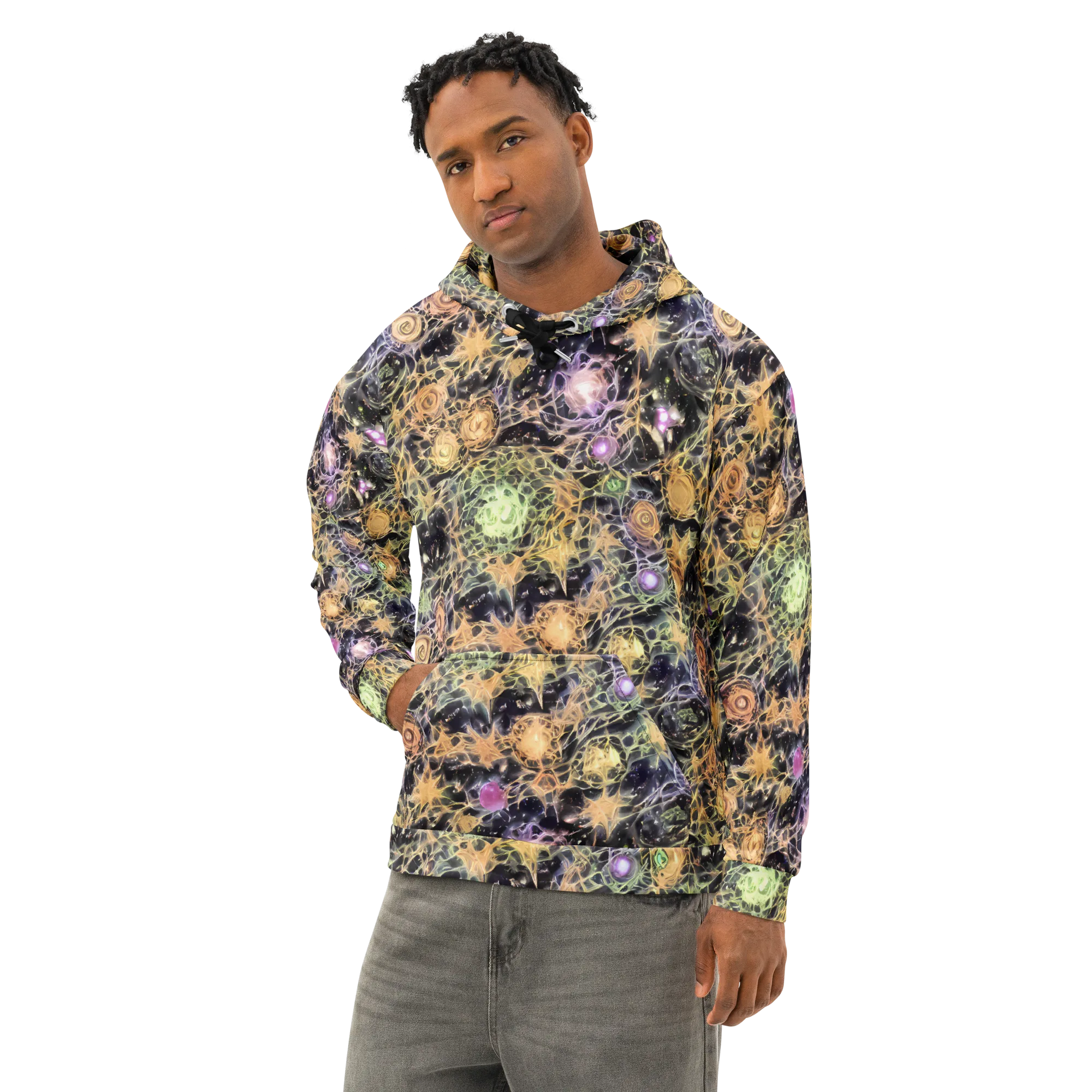 Nebula Thicket on Cotton Hoodie — Left Front