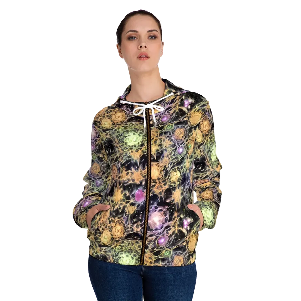 Nebula Thicket on Women's Full-Zip Hoodie — Front On Person