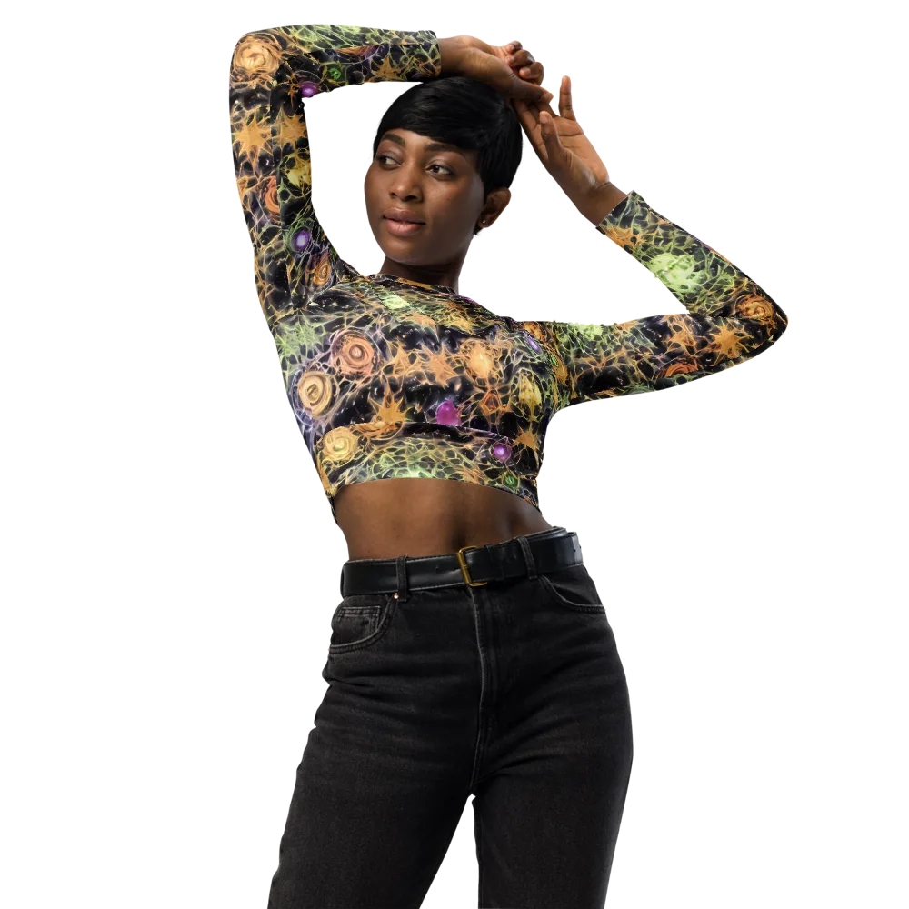 Nebula Thicket on Long Sleeve Crop Top — Front