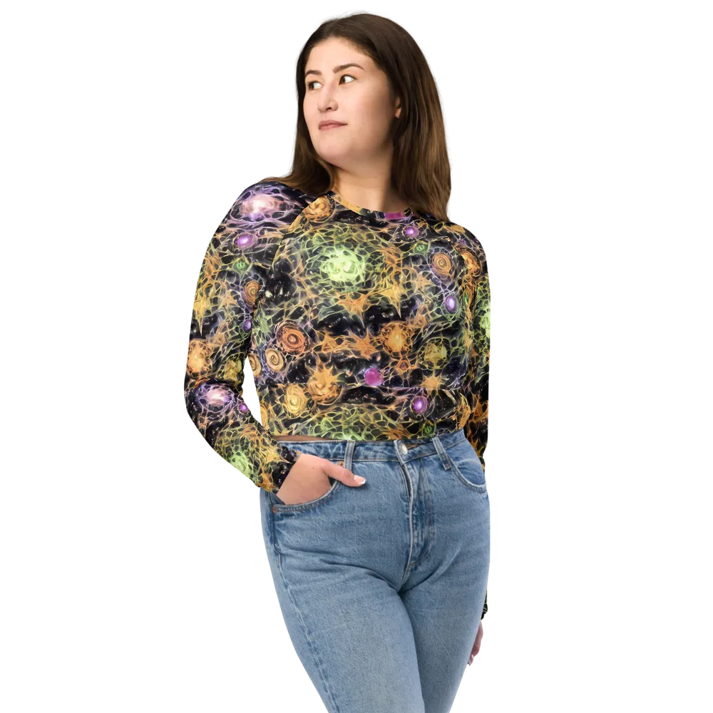 Nebula Thicket on Long Sleeve Crop Top — Front
