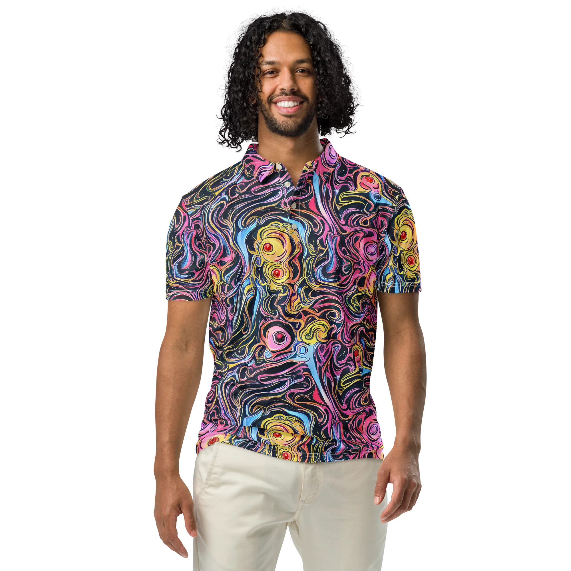 Sonic Marbles on Men's Slim Fit Polo Shirt — Front