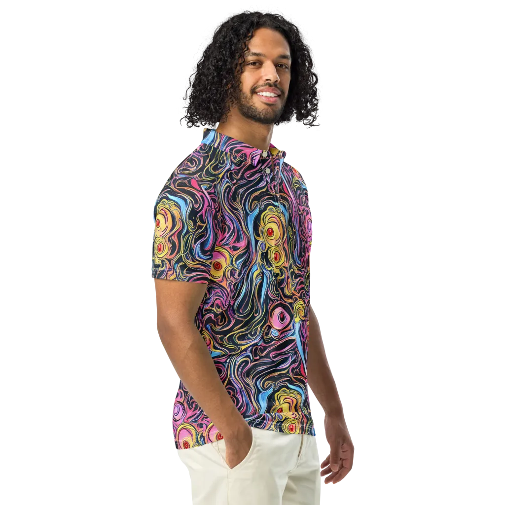 Sonic Marbles on Men's Slim Fit Polo Shirt — Right Front