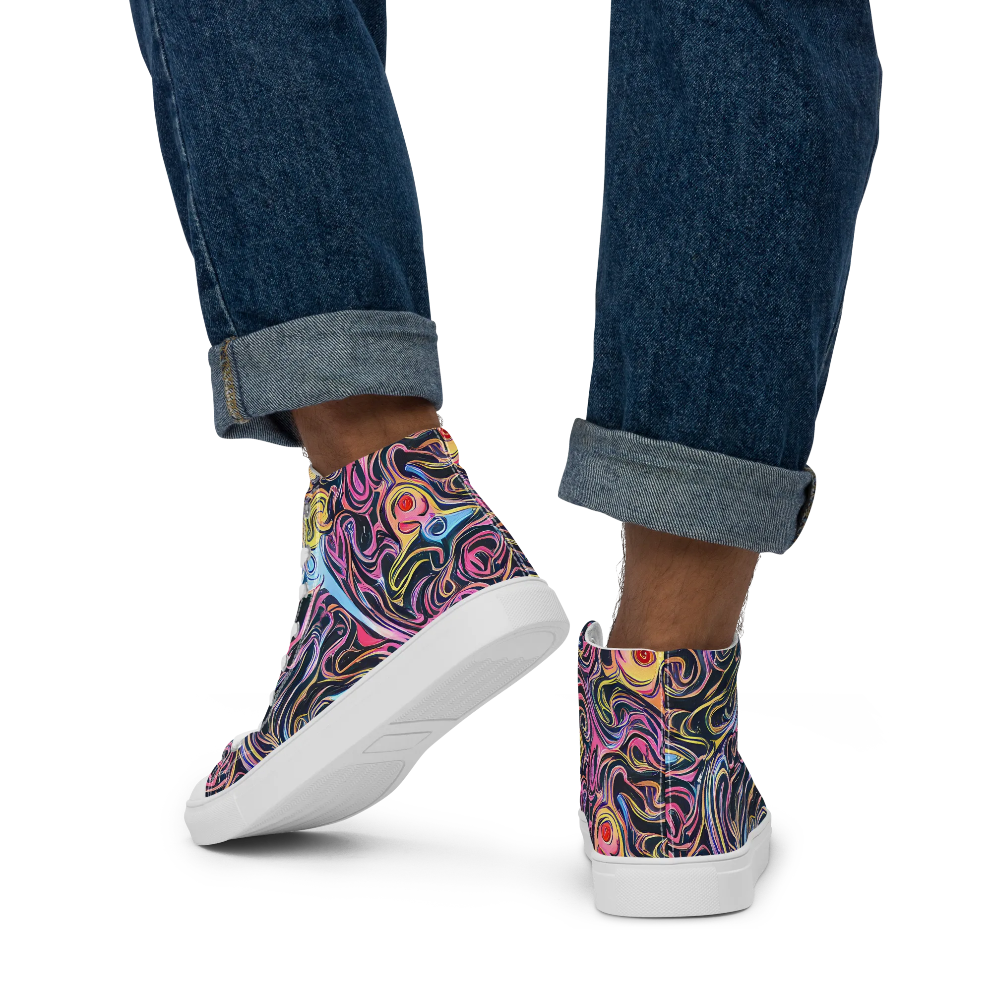 Sonic Marbles on Men's High Top Canvas Shoes — Back