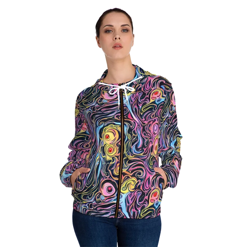 Sonic Marbles on Women's Full-Zip Hoodie — Front On Person