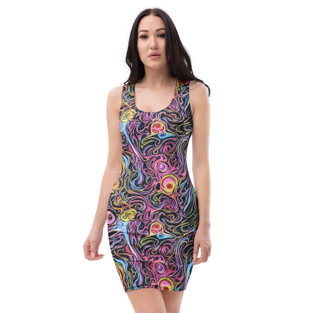 Sonic Marbles on Bodycon Dress — Front
