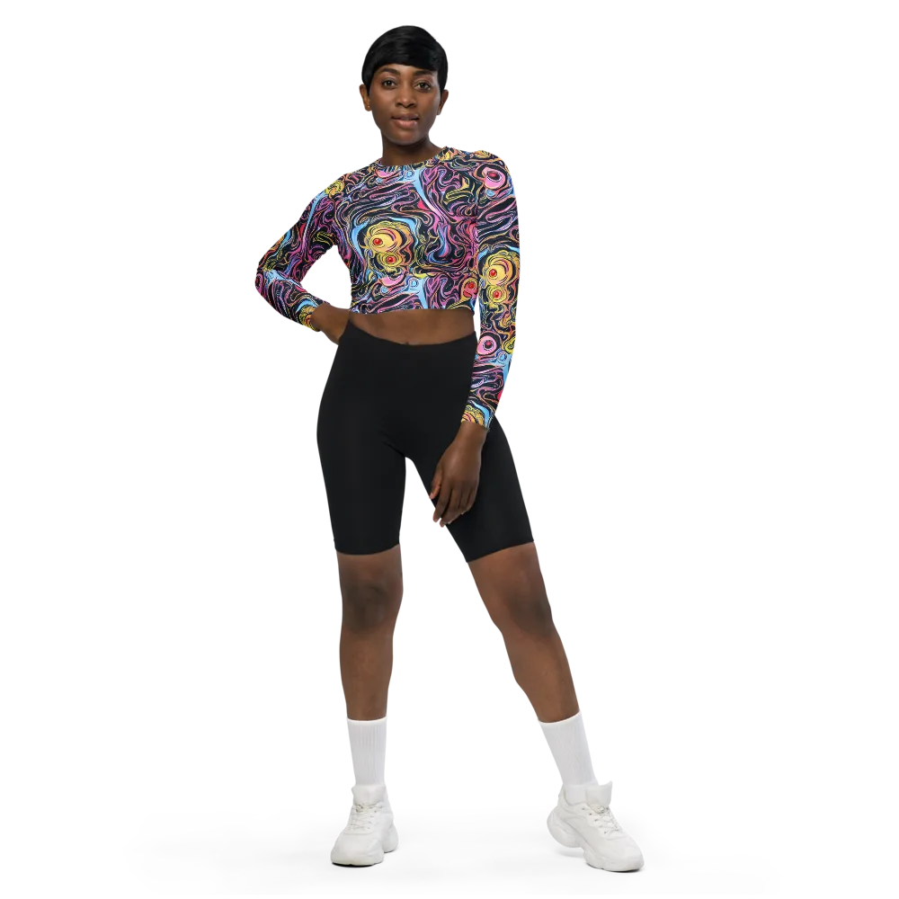 Sonic Marbles on Long Sleeve Crop Top — Front