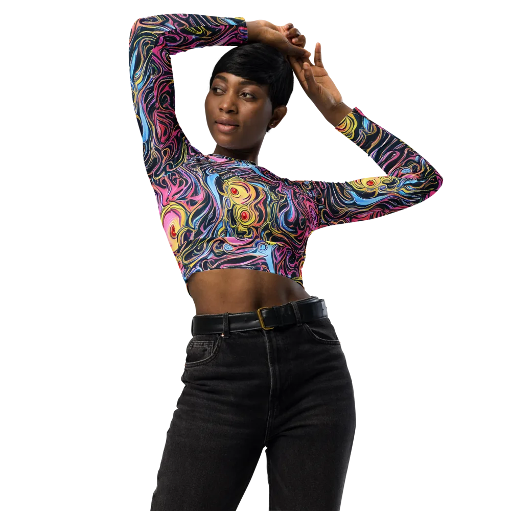 Sonic Marbles on Long Sleeve Crop Top — Front