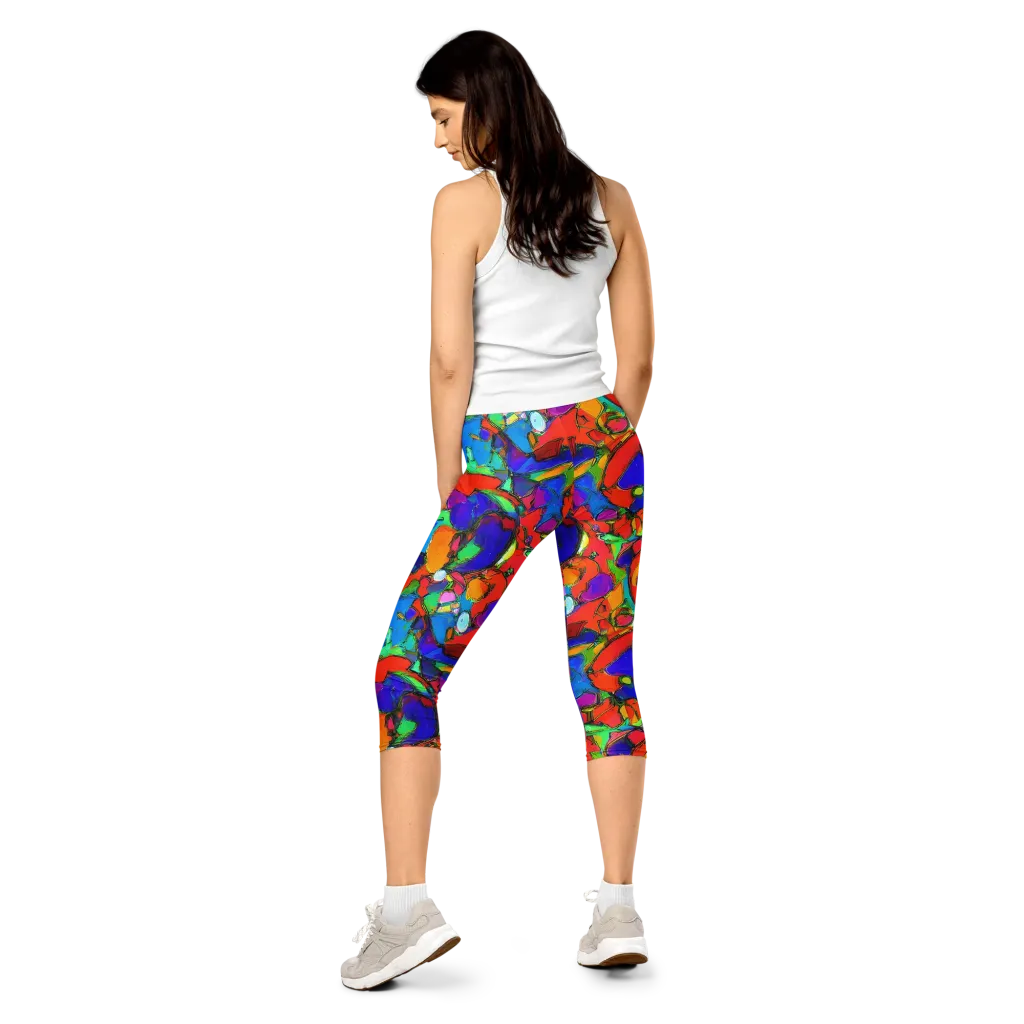 Kaleidoscope Clash on Capri Leggings — Back