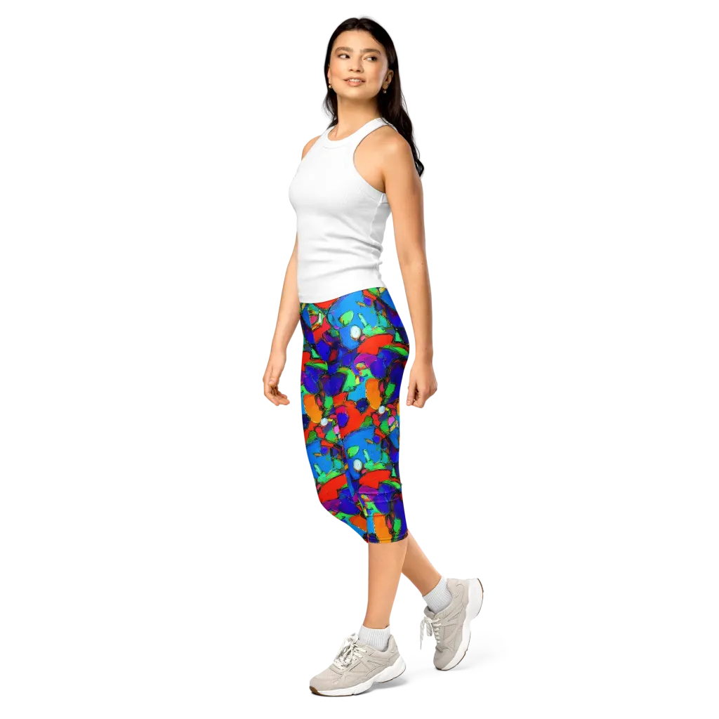 Kaleidoscope Clash on Capri Leggings — Left Front