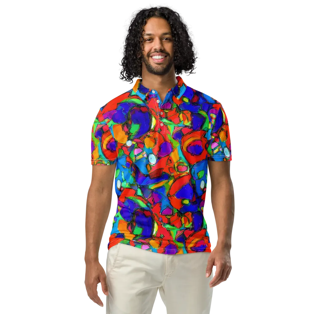 Kaleidoscope Clash on Men's Slim Fit Polo Shirt — Front