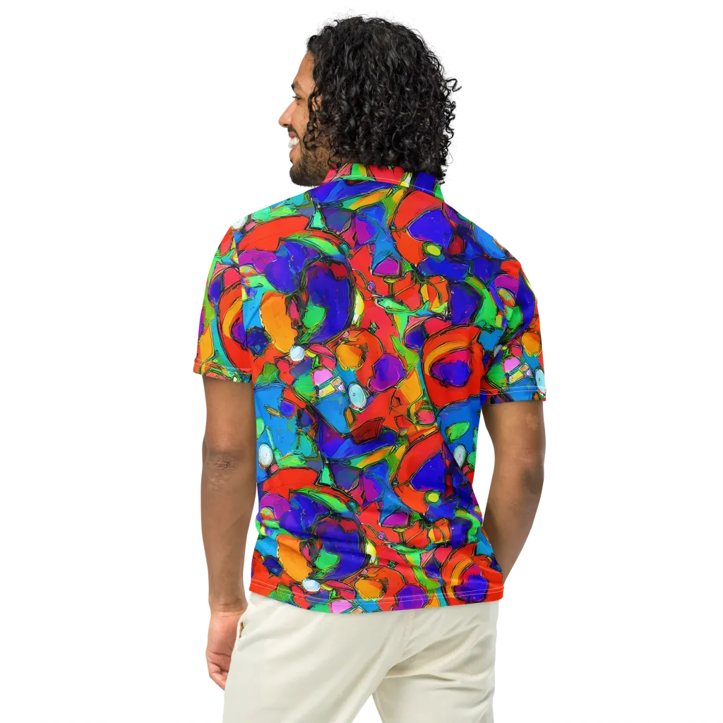 Kaleidoscope Clash on Men's Slim Fit Polo Shirt — Back