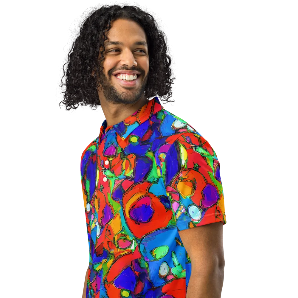Kaleidoscope Clash on Men's Slim Fit Polo Shirt — Left Front