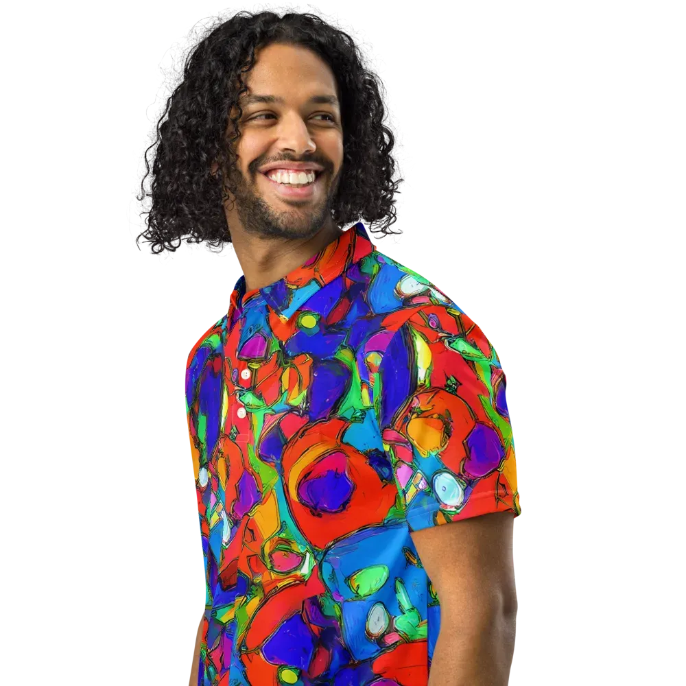 Kaleidoscope Clash on Men's Slim Fit Polo Shirt — Left Front