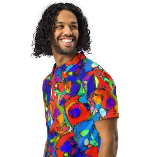 Kaleidoscope Clash on a Men's Slim Fit Polo Shirt