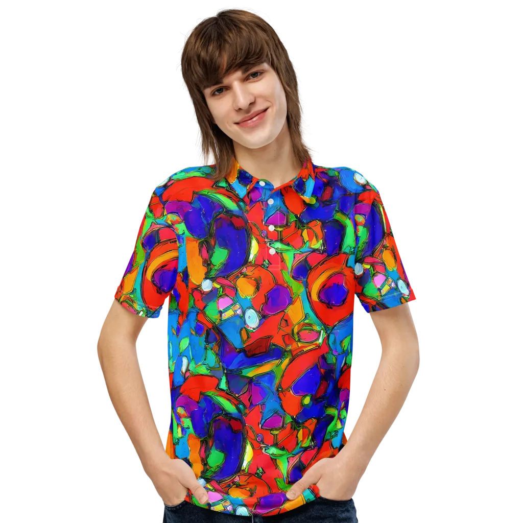 Kaleidoscope Clash on Men's Slim Fit Polo Shirt — Front