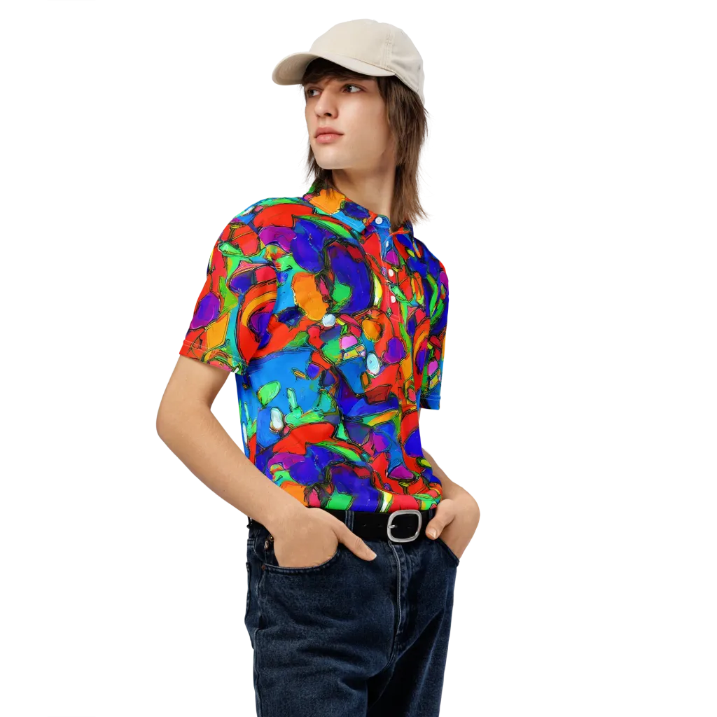 Kaleidoscope Clash on Men's Slim Fit Polo Shirt — Right Front