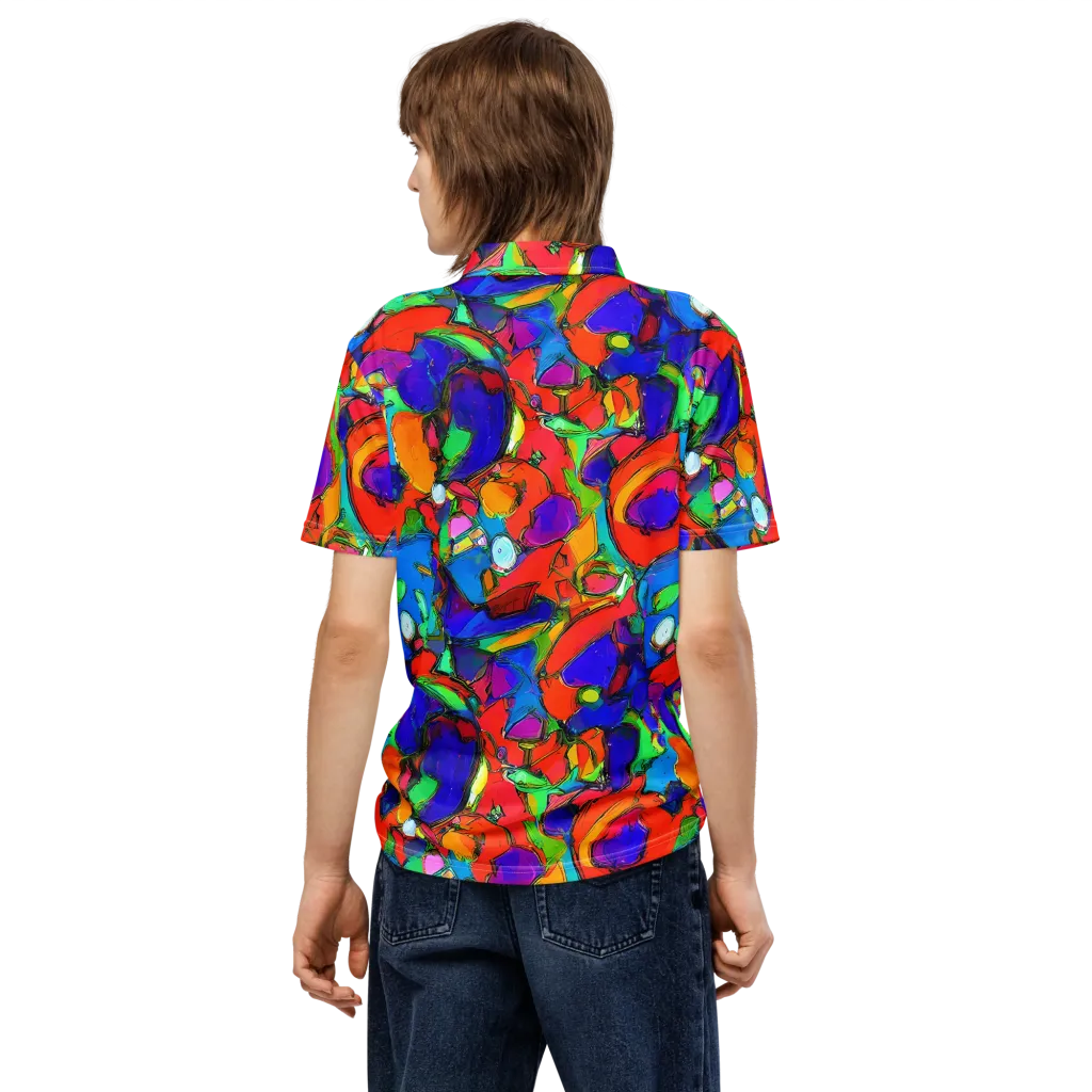 Kaleidoscope Clash on Men's Slim Fit Polo Shirt — Back
