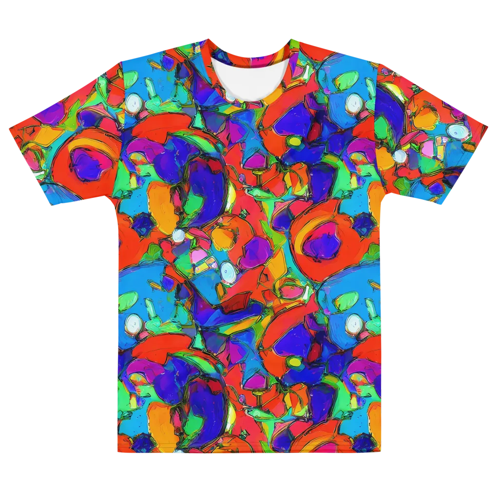 Kaleidoscope Clash on Men's Cotton Crew Neck T-Shirt — Front