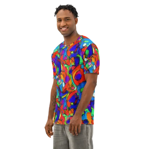 Kaleidoscope Clash on a Men's Cotton Crew Neck T-Shirt