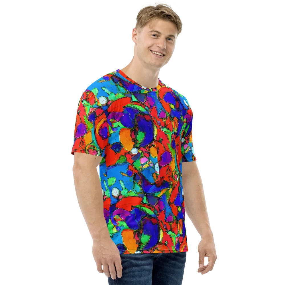 Kaleidoscope Clash on Men's Crew Neck T-Shirt — Right