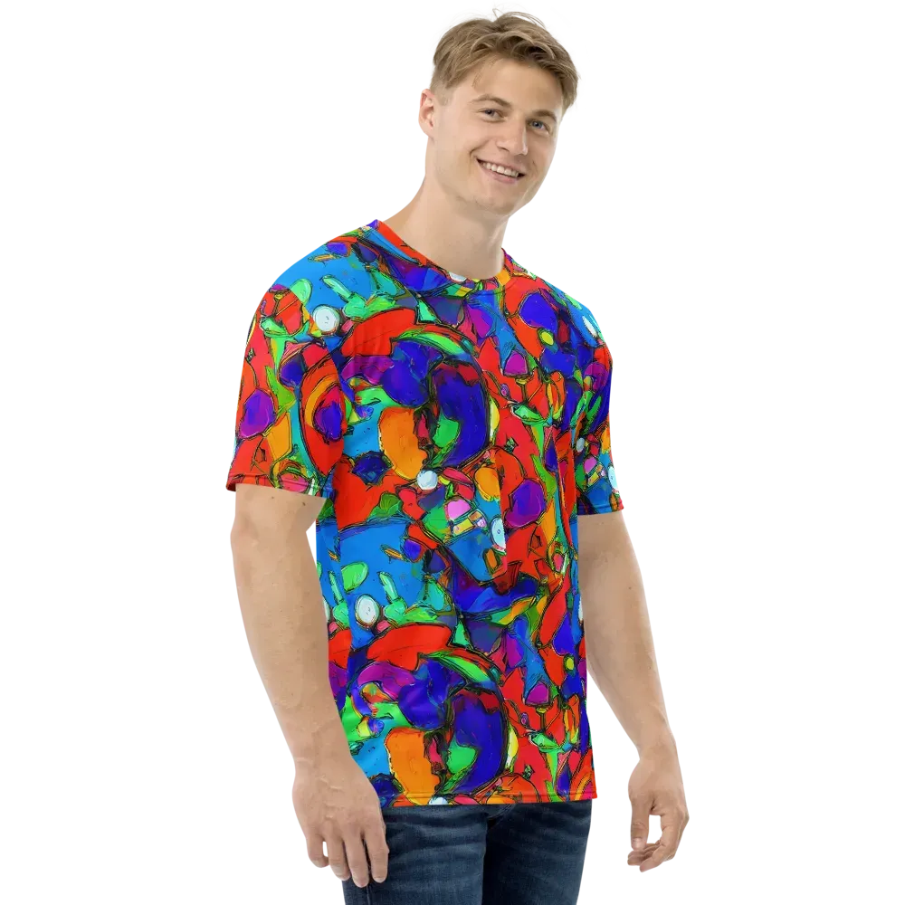 Kaleidoscope Clash on Men's Crew Neck T-Shirt — Right