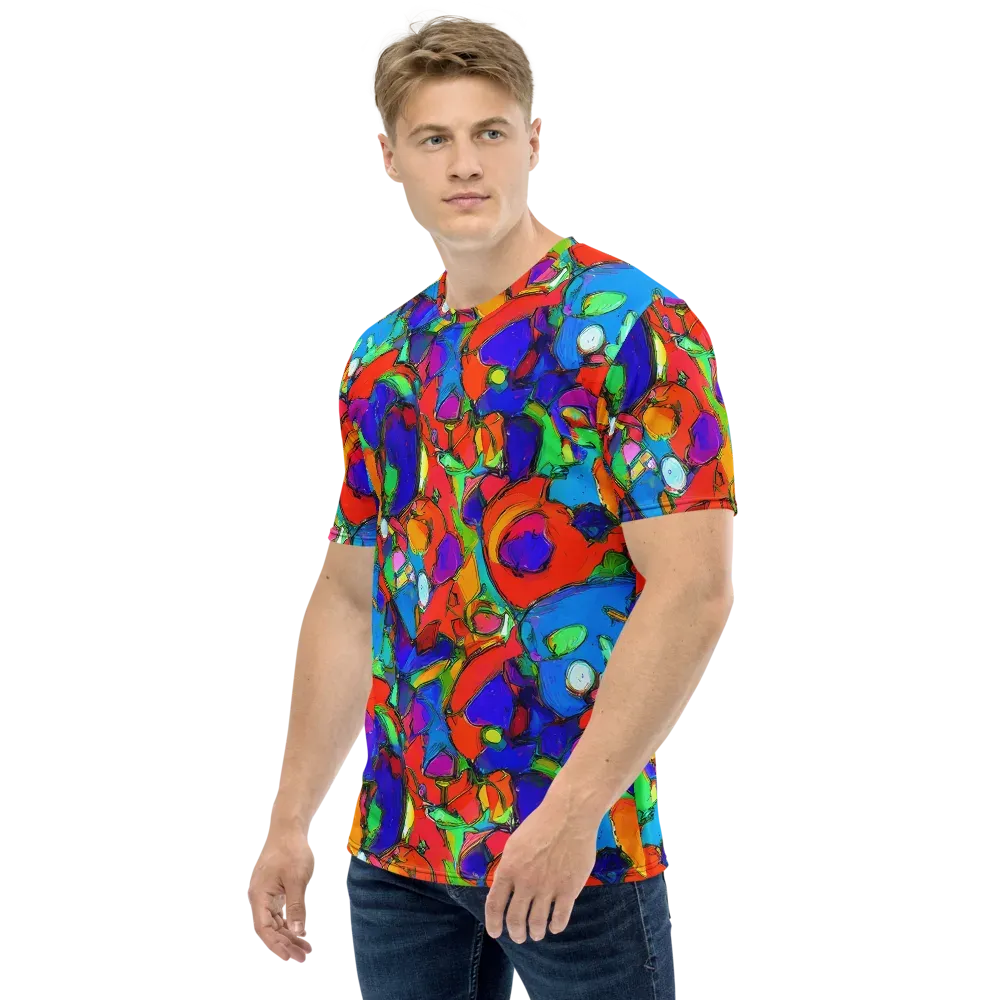 Kaleidoscope Clash on Men's Crew Neck T-Shirt — Left