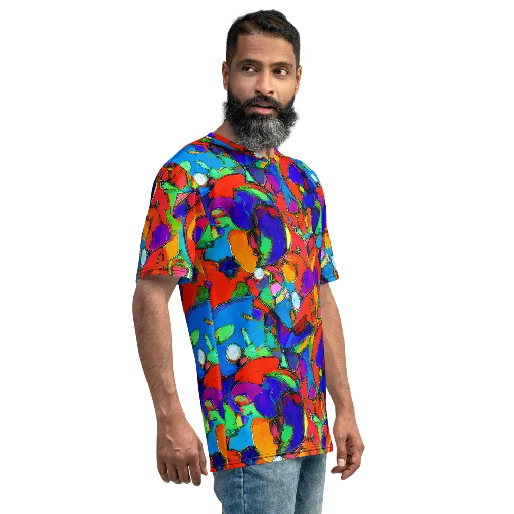Kaleidoscope Clash on Men's Crew Neck T-Shirt — Right