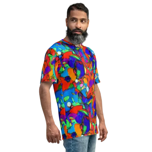 Kaleidoscope Clash on a Men's Crew Neck T-Shirt