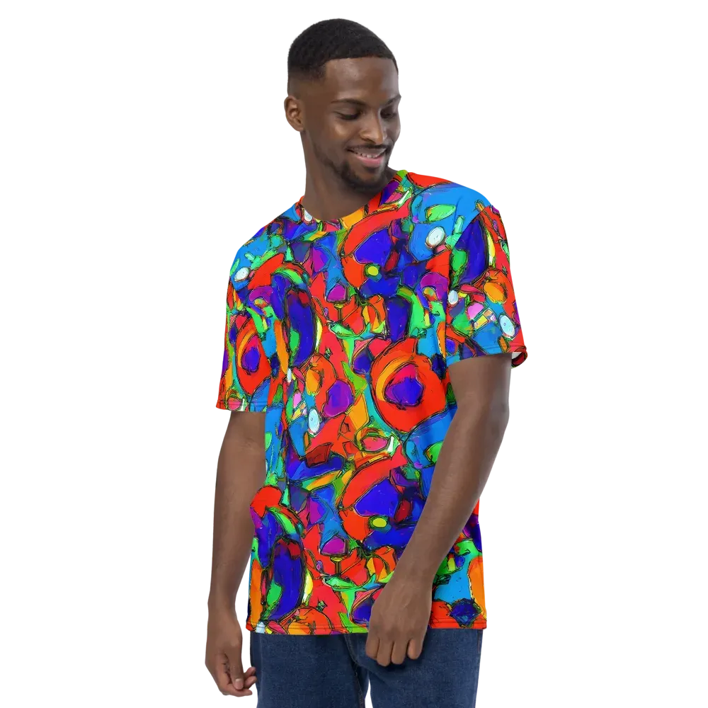 Kaleidoscope Clash on Men's Crew Neck T-Shirt — Left