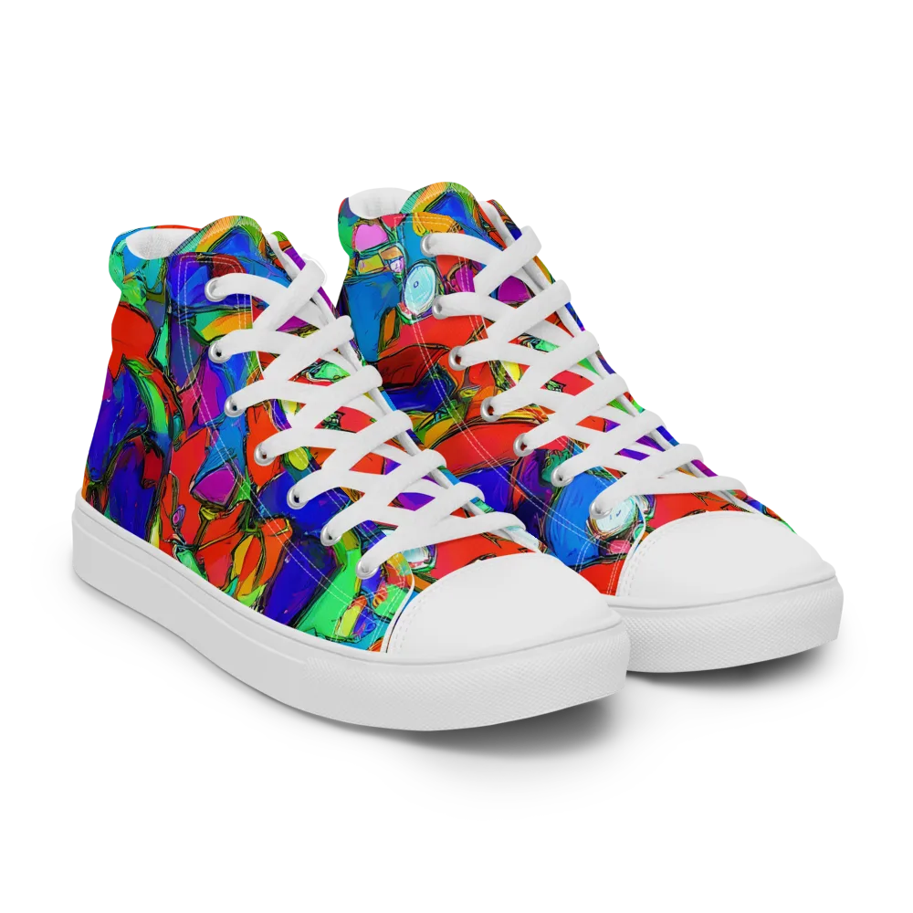 Kaleidoscope Clash on Men's High Top Canvas Shoes — Right Front