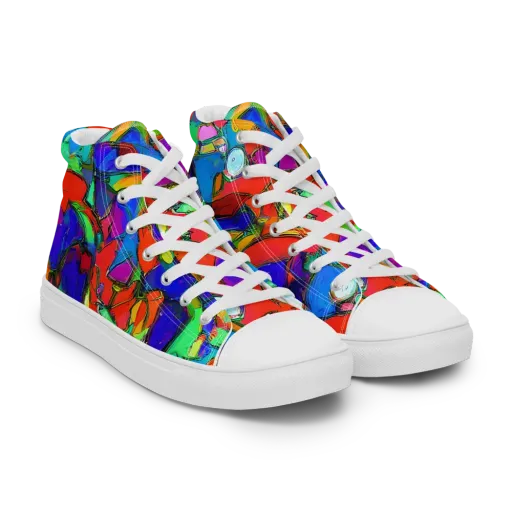 Kaleidoscope Clash on a Men's High Top Canvas Shoes