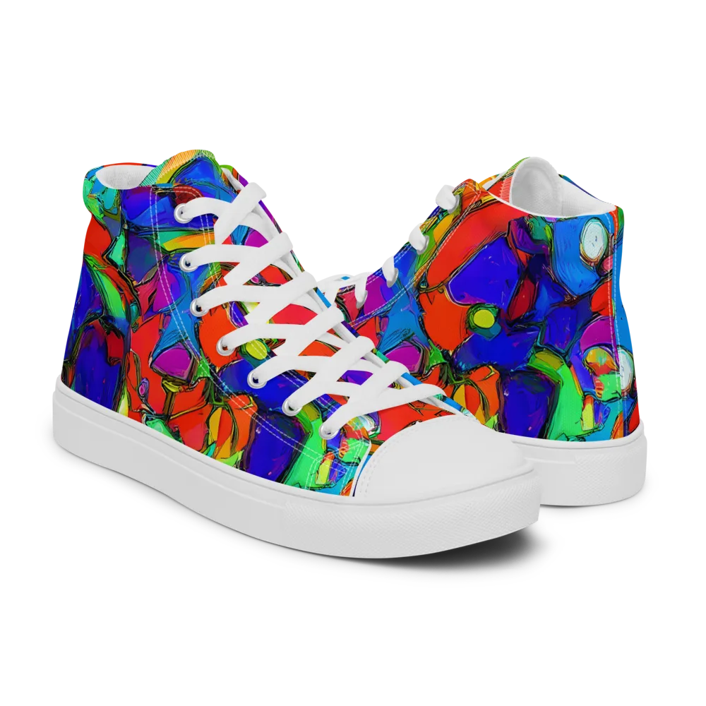 Kaleidoscope Clash on Men's High Top Canvas Shoes — Right