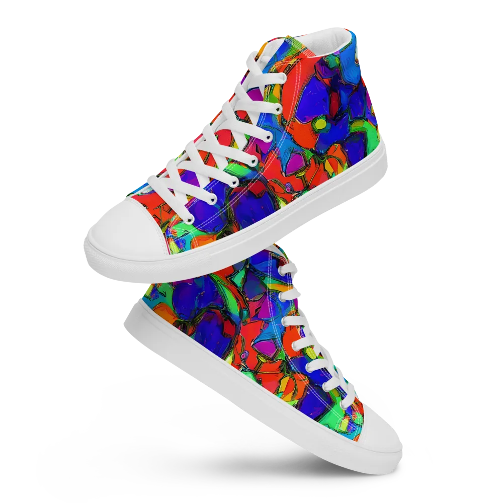 Kaleidoscope Clash on Men's High Top Canvas Shoes — Front