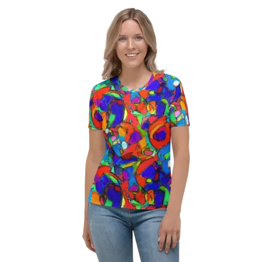 Kaleidoscope Clash on a Women's Crew Neck T-Shirt