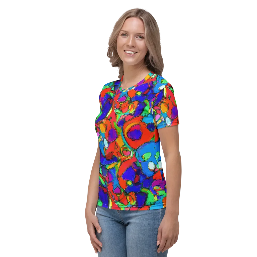 Kaleidoscope Clash on Women's Crew Neck T-Shirt — Left
