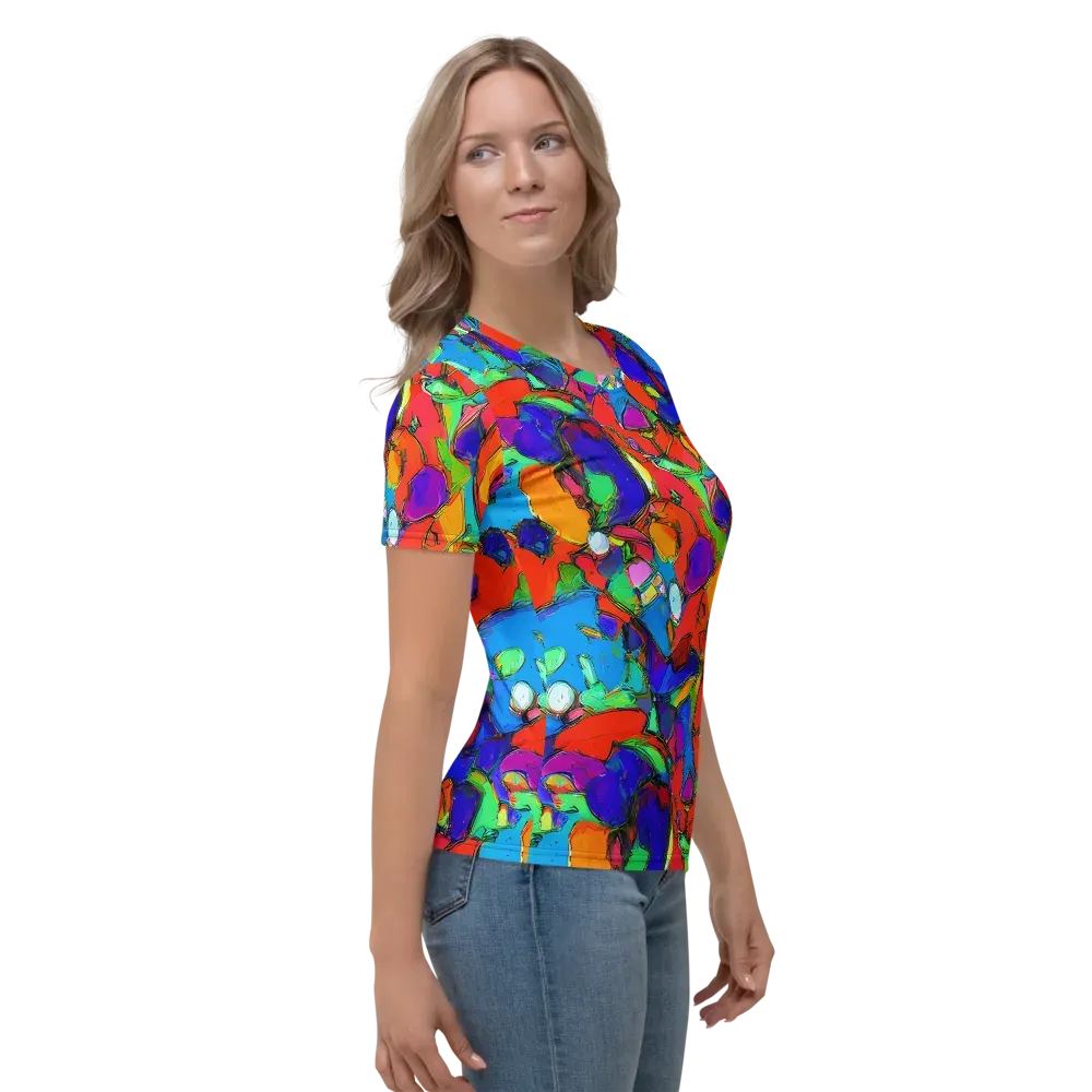 Kaleidoscope Clash on Women's Crew Neck T-Shirt — Right